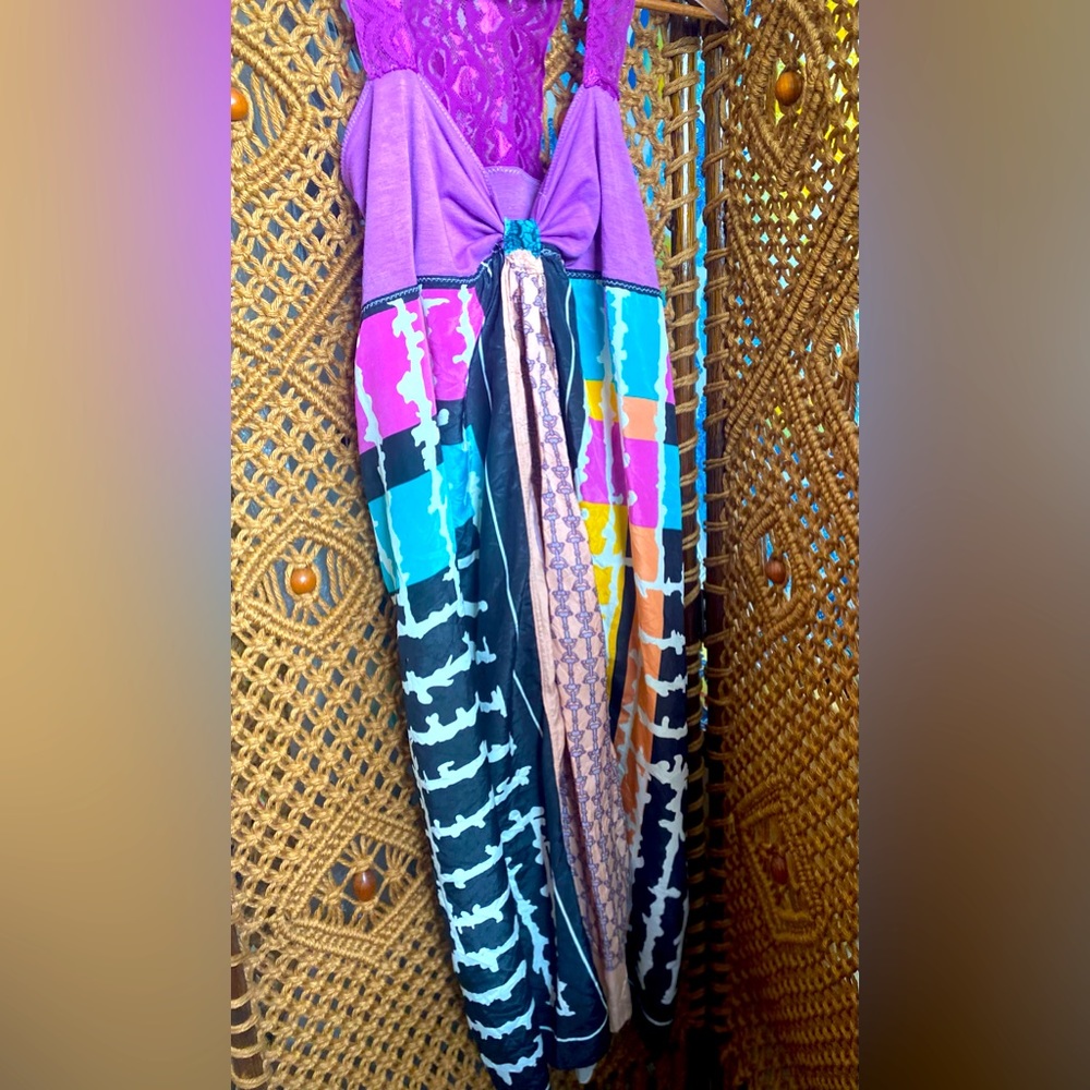 Custom vintage Scarf dress. Handmade.